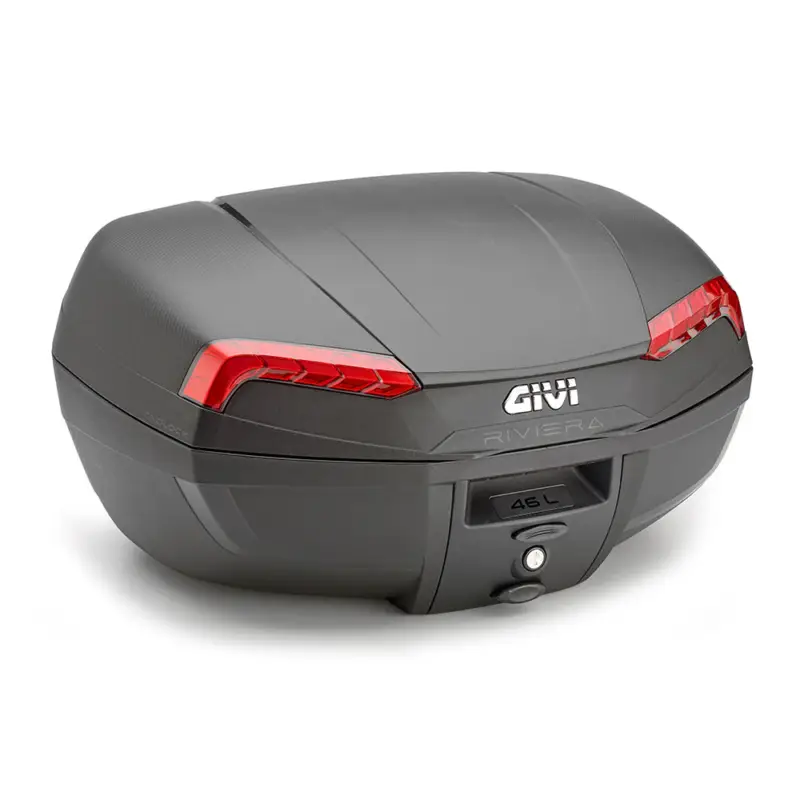 GIVI Bauletto moto E46N RIVIERA 46 litri catarifrangenti rossi + piastra Offerta Del Giorno