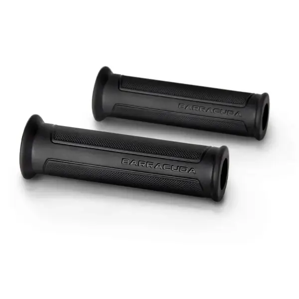 Subito Disponibile BARRACUDA coppia manopole moto BASIC in gomma nero con scritta barracuda terminale aperto.
