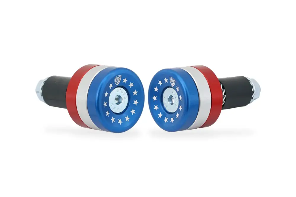 Compra Adesso CNC RACING terminali manubrio contrappesi moto TRICOLORI bandiera USA
