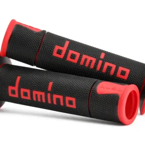 DOMINO Manopole moto A450 Road Racing 120mm / 125mm Nero-Rosso, 1 coppia terminale aperto Miglior Prezzo