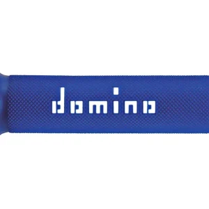 DOMINO Manopole moto A010 Road Racing 120mm / 125mm Blu-Bianco, 1 coppia terminale aperto Promozione