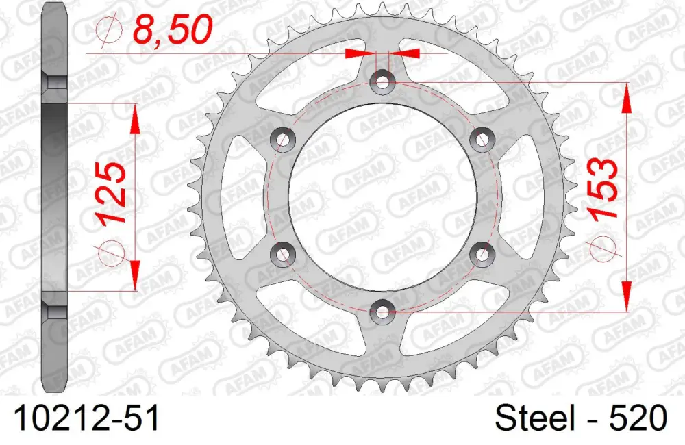 Corona AFAM 10212-51 in acciaio passo 520 HM-HONDA CRE F 450 X 2004 -2016 Offerta Limitata