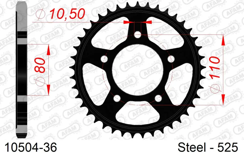 Corona AFAM 10504-36 in acciaio passo 525 HONDA CB 450 DX 1989 -1992 Occasione