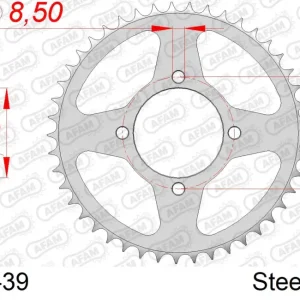 Nuova Collezione Corona AFAM 12200-39 in acciaio passo 428 YAMAHA RD 125 DX 1975 -1977