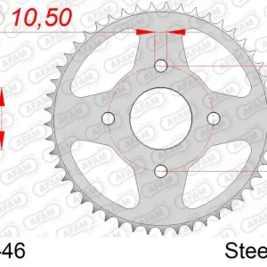 Nuovo Arrivo Corona AFAM 12202-46 in acciaio passo 428 YAMAHA RD 125 LC 1982 -1985