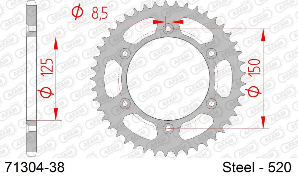 Soddisfatti O Rimborsati Corona AFAM 71304-38 in acciaio passo 520 KTM 620 DUKE 1993