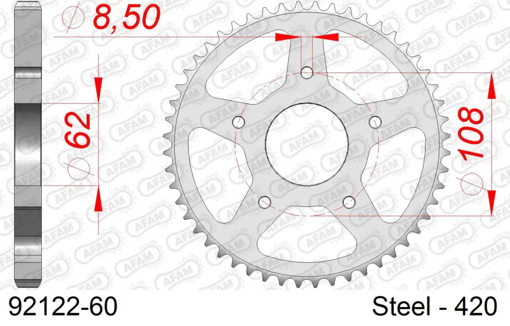 Corona AFAM 92122-60 in acciaio passo 420 MH/MOTOR HISPANIA RX 50 R 2010 -2013 Affare