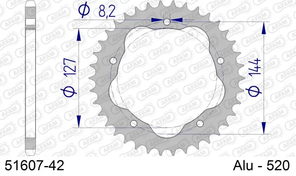 Corona AFAM 51607-42 in all. passo 520 DUCATI 1100 HYPERMOTARD 2007 -2009 Super Prezzo