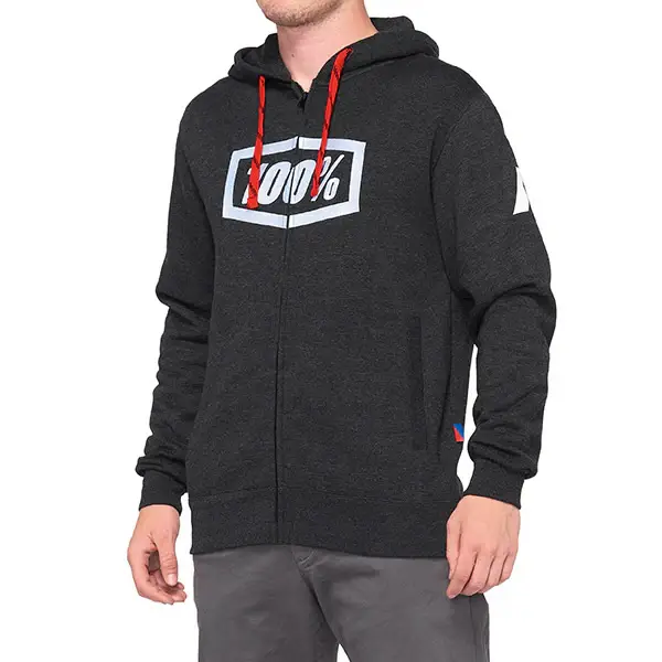 FELPA CON ZIP E CAPPUCCIO 100% SYNDICATE BLACK MELANGE (TAGLIA M) Soddisfatti O Rimborsati