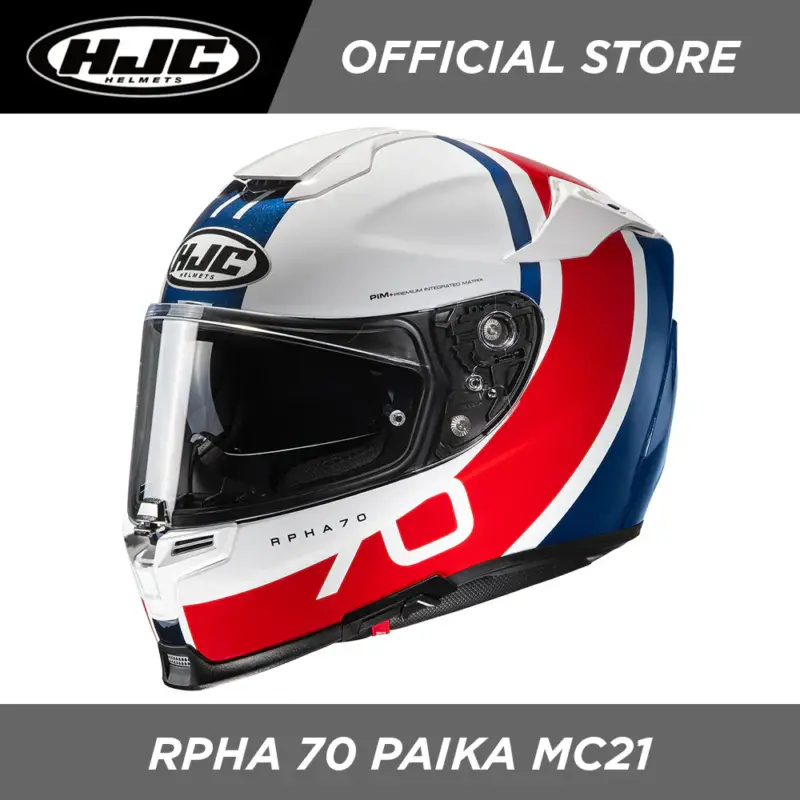 Reso Gratuito HJC CASCO RPHA 70 INTEGRALE IN FIBRA PAIKA MC21 BIANCO ROSSO BLU