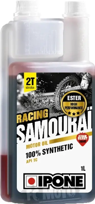Reso Gratuito 100% Sintetico IPONE Samourai Racing 2T Olio motore 1 litro Profumata Fragola CON DOSATORE MISCELA