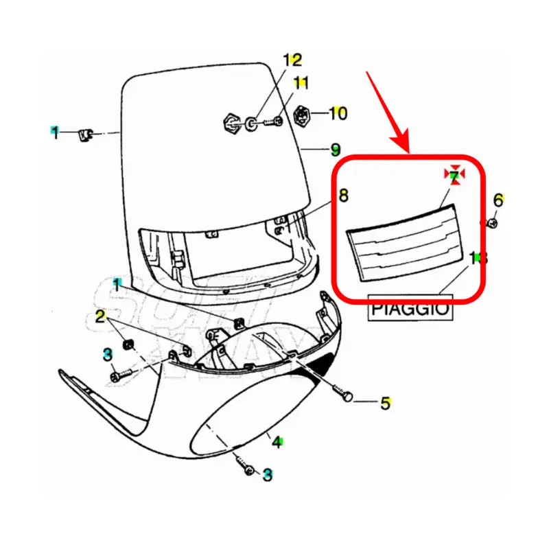 Professionale 9237005 – MASCHERINA SCUDO ANTERIORE ORIGINALE PIAGGIO SKIPPER – SKR CITY