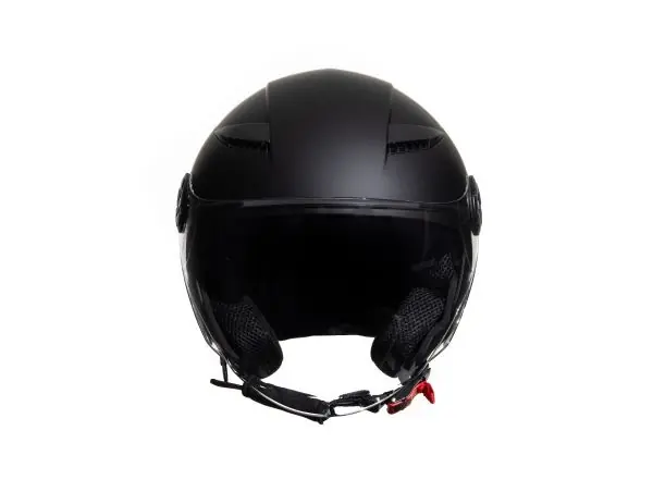 CASCO JFM JET MONOCOLORE DOPPIA VISIERA LUNGA NERO OPACO Professionale